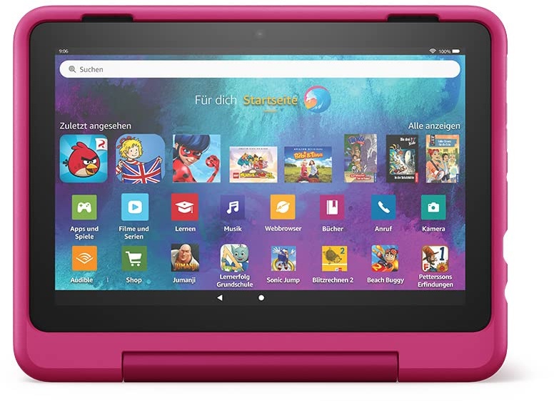 Das neue Fire HD 8 Kids Pro-Tablet, 8-Zoll-HD-Display, für Kinder von 6 bis 12 Jahren, 30 % schnellerer Prozessor, 13 Stunden Akkulaufzeit, kindgerechte Hülle, 32 GB (2022), Regenbogen-Design