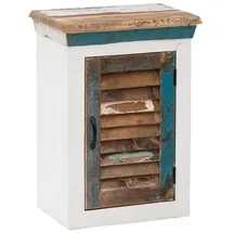 Woodkings Woodkings® Bad Hängeschrank Perth weiß recyceltes Holz bunt rustikal massiv Badmöbel Massivholz Badezimmer Badezimmerschrank Wandschrank