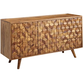 KADIMA DESIGN Massivholz-Sideboard in Sheesham, Praktisches Design mit Türen & Schubladen, 138x76x45 cm