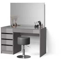 Livinity® Schminktisch-Set, Grau, Holzwerkstoff, 5 Fächer, 5 Schubladen, Rechteckig,