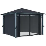 vidaXL Aluminium-Pavillon 3 x 3 m anthrazit inkl. Vorhängen