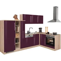 kochstation Winkelküche KS-Samos L-Form 290 cm lila