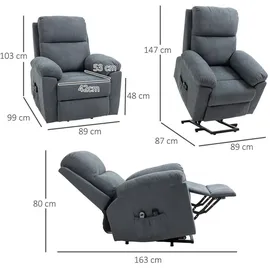 Homcom Sessel mit Aufstehhilfe Relaxsessel Massagesessel mit Seitentasche