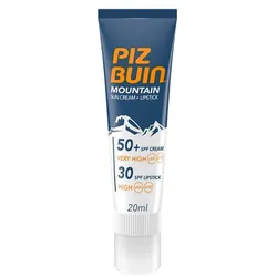 Piz Buin Mountain Sonnencreme und Lippenpflege mit LSF 50+