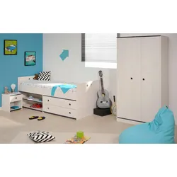 Jugendzimmer-Set PARISOT "Smoozy", weiß (weiß mit kieferstruktur), Schlafzimmermöbel-Sets
