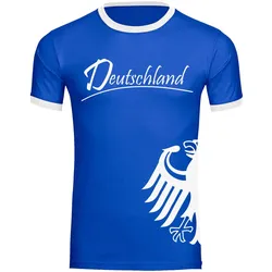 multifanshop Kontrast T-Shirt - Deutschland - Adler seitlich - Druck weiß - Männer