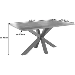 SAM® Esstisch Baumkante massiv Akazie natur 120 x 80 silber SPYRO