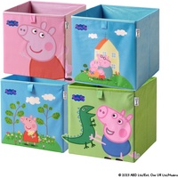 LIFENEY Aufbewahrungsbox Peppa Pig 30x30x30cm 4er Set – blau, grün, rosa
