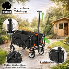 BigDean Bollerwagen faltbar bis 80kg schwarz/grau