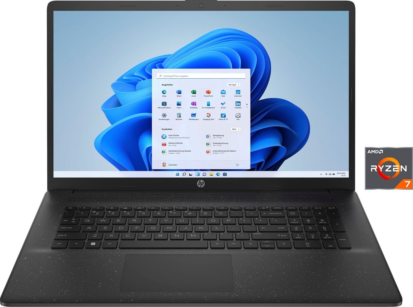 HP 17-cp3277ng Notebook (43,9 cm/17,3 Zoll, AMD Ryzen 7 7730U, Radeon Graphics, 1000 GB SSD) schwarz