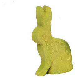 Bunte Hasenfigur aus Pappelholz - sägerauh gelb 35 cm