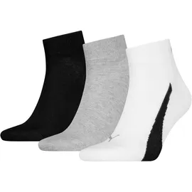 Puma Lifestyle Quarter Socken 3er Pack Schwarz/Weiß/Grau 39-42