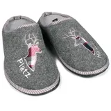 Sprint Sport Herren Hausschuhe mit Stickerei Platzhirsch Pantoffel Jäger (Dunkelgrau, eu_footwear_size_system, adult, men, numeric, medium, numeric_45) - 45 EU