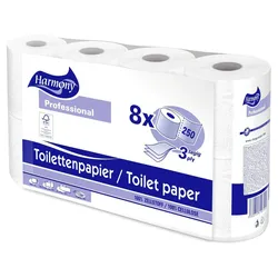 VEPATIM 8x Toilettenpapier 3-lagig Harmony Professional 250 Blatt FSCR-zertifiziert