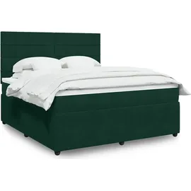 vidaXL Boxspringbett 180 x 200 cm Dunkelgrün