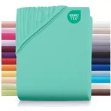 Carpe Sonno Spannbettlaken Jersey 90x200 100x200 120x200 140x200 160x200 180x200 200x200 70x140, Jersey, Gummizug: rundum, (1 Stück), 100% Baumwolle Spannbettlaken 200x200 Spannbetttuch Mint grün 200 cm x 200 cm