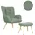 Beliani Ohrensessel Vejle Bouclé 70 x 100 x 80 cm Hellgrün mit Hocker