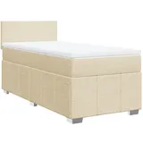 vidaXL Boxspringbett mit Matratze Creme 100x200 cm Stoff