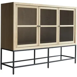 Tikamoon Niedriger Vitrinenschrank Babeth 160 cm Beige