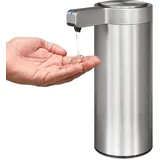 Mamiddle Elektrischer Seifenspender mit Sensor Infrarot 270ml Seifenspender Automatisch IPX5 Wasserdicht USB-C Aufladung Automatischer Seifenspender für Küche & Bad (Gebürstetes Silber)