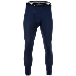 bugatti Herren Lange Unterhose - Feinripp, Eingriff, Baumwolle, einfarbig Blau 3XL