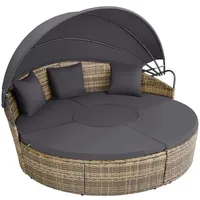tectake Rattan, Natur, Kunststoff, Organisch, 171x136x175 cm, Loungemöbel, Sonneninseln