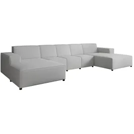 beautysofa Ecksofa PEDRO U XL, breite Ottomane, Farbe: Hellgrau (Raven06) - Hellgrau