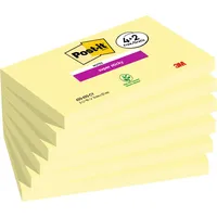 Post-it Super Sticky Notes Promotion, Kanariengelb, Packung 6 Blöcken, 90 Blatt pro Block, 76 mm x 127 mm, Farbe: Gelb - Selbstklebende Notizzettel für Notizen, To-Do-Listen und Erinnerungen