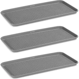 Navaris Schuhabtropfschale - 3X Schuhmatte Abtropfmatte - Schuh Abtropfschalen Grau für Schuhe - Schuh Abtropfschalen Regen Herbst Winter - Schuhwanne groß