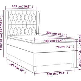 vidaXL Boxspringbett 100 x 200 cm Hellgrau