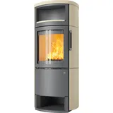 Kaminofen HARK 44-5.3 GT ECOplus 5 kW - Ofenkacheln: Quarz-Weiß - Korpus: titan