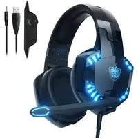PHOINIKAS Gaming-Headset (Gaming Headset für mit 3D-Surround-Sound Mikrofon, Usb-Head-Set, Gaming headset mikrofon geräuschunterdrückung ohrenschützer kopfhörer) schwarz