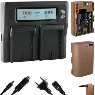 2X SK Akku kompatibel mit Canon LP-E6NH   + LCD Dual Charger LP-E6P LP-E6N LP-E6 Canon EOS R5 II R6 II R7-6D 90D
