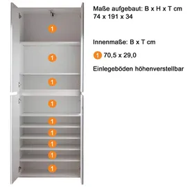 trendteam Garderoben-Set Mirror 4 Türen weiß