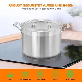 NutriChef 8 Liter Edelstahl-Topf - 18/8 Lebensmittelqualität Schwerer Großer Suppentopf für Eintöpfe, Suppen, Inklusive Deckel, Spülmaschinenfest, Geeignet für Induktion, Keramik & Halogenkochfelder