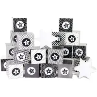 Papierdrachen Adventskalender 2025 zum Befüllen - 24 schwarz-weiße Boxen mit Mustern - Kisten Set zum Basteln & Dekorieren - Schachteln mit Zahlenaufklebern