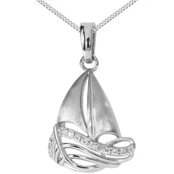 Kette mit Anhänger OSTSEE-SCHMUCK "Ostsee-Schmuck Kette mit Anhänger Schiff" Gr. 40, silber (silberfarben), Halsketten, Damen, 40cm, Silber 925 (Sterlingsilber), L: 40cm