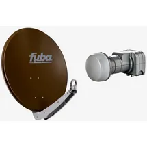 Fuba Sat Anlage 2 Teilnehmer | Satellitenschüssel Komplettset - DAA 650 B Sat-Schüssel 60x65cm Alu braun + Fuba DEK 217 Twin LNB 2 Teilnehmer (DVB-S