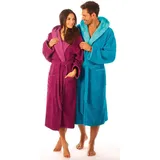 Egeria Unisex-Bademantel Cairo, ideal für Sauna & Spa, Hotelbademantel, Morgenmantel, Langform, Walkfrottee, Kapuze, Gürtel, mit Kapuze, Doubleface Optik lila XL | 125 cm