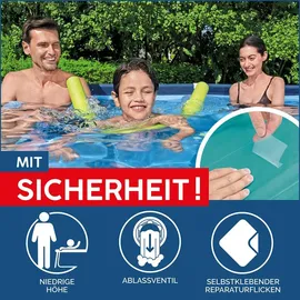 BESTWAY Steel Pro Frame Pool 221 x 150 x 43 cm inkl. Filterpumpe und Reparaturset