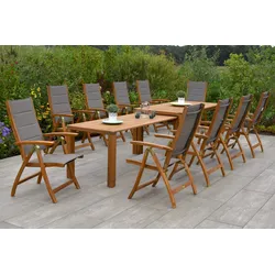 Garten-Essgruppe MERXX "Acapulco", beige (natur, grau), Polyester, Massivholz, Polyester, Sitzmöbel-Sets