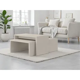 PLACES OF STYLE "Piano", beige (beige hochglanz, beige hochglanz), B:102cm H:38cm T:67cm, Tische, Couchtisch, UV lackiert, 2-er Set