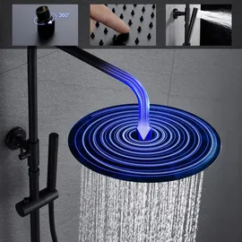 Görbach Duschset mit Thermostat Schwarz 30 cm