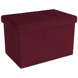 Intirilife Faltbare Sitzbank 49x30x30 cm in KIRSCH ROT - Sitzwürfel mit Stauraum aus Stoff mit Mulden