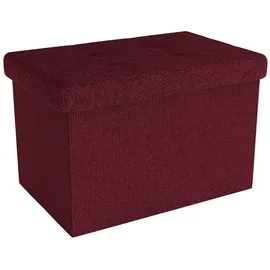Intirilife Faltbare Sitzbank 49x30x30 cm in KIRSCH ROT - Sitzwürfel mit Stauraum aus Stoff mit Mulden
