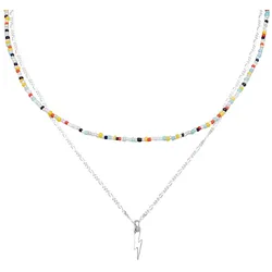 KUZZOI Layer Glas Beads Blitz Anhänger 925 Silber 50 Herren 
