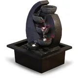 Zen'Light - Zimmerbrunnen Wasserfall V2 4 Ebenen in Natursteinoptik mit farbigem LED-Licht - Moderne Zen Tischdekoration, Ideal für Meditation und Entspannung - H 26 cm