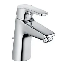 Heinrich Schulte Alpha 320 Waschtischarmatur chrom | Waschbeckenarmatur mit Einhebelmischer und Ablaufgarnitur 1 1/4 Zoll | Moderne Wasserhahn Armatur 110 mm Ausladung | Badarmatur