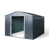 ALEOS. Gartenhaus Geräteschuppen 9m2 279x324cm aus verzinktem Stahlblech anthrazit Metall mit Doppelschiebetür Türhöhe 170cm Schuppen Gartenhaus