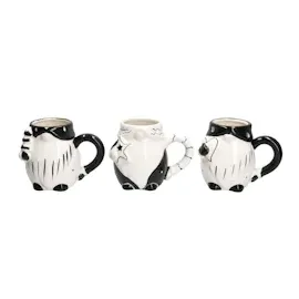 Mambocat Kaffeetasse 0,45 l Schwarz-Weiß 3 St.